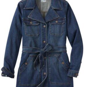 Duluth Trading Company Denim Trench Coat, large, new without tags
